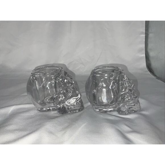 NEW 2 CRYSTAL SKULL SHAPE HALLOWEEN VOTIVE CANDLE HOLDERS DIAMOND STAR CORP - Picture 4 of 6